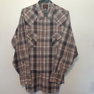 Vintage Plains Western Wear Shirt Men XL Pearl Snap Button Cowboy Ranch Rodeo